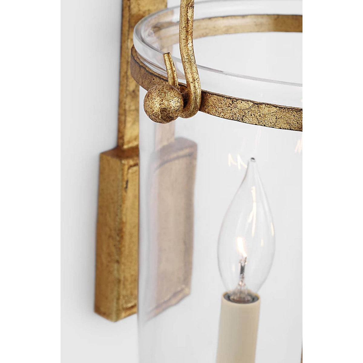 Chapman & Myers Lorford Medium Sconce in Gilded Iron with Clear Glass W10" x H23.75" x E9.5"