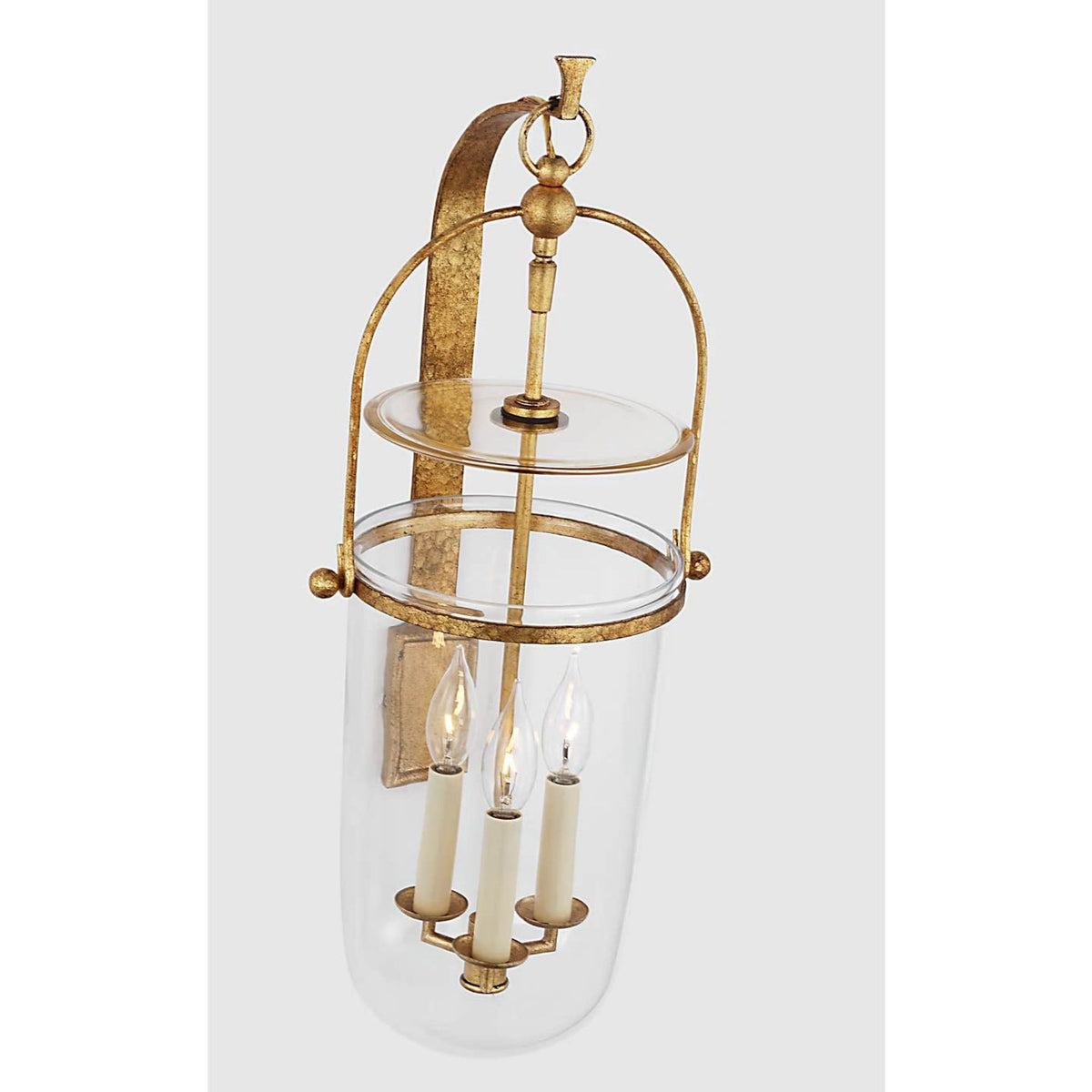 Chapman & Myers Lorford Medium Sconce in Gilded Iron with Clear Glass W10" x H23.75" x E9.5"