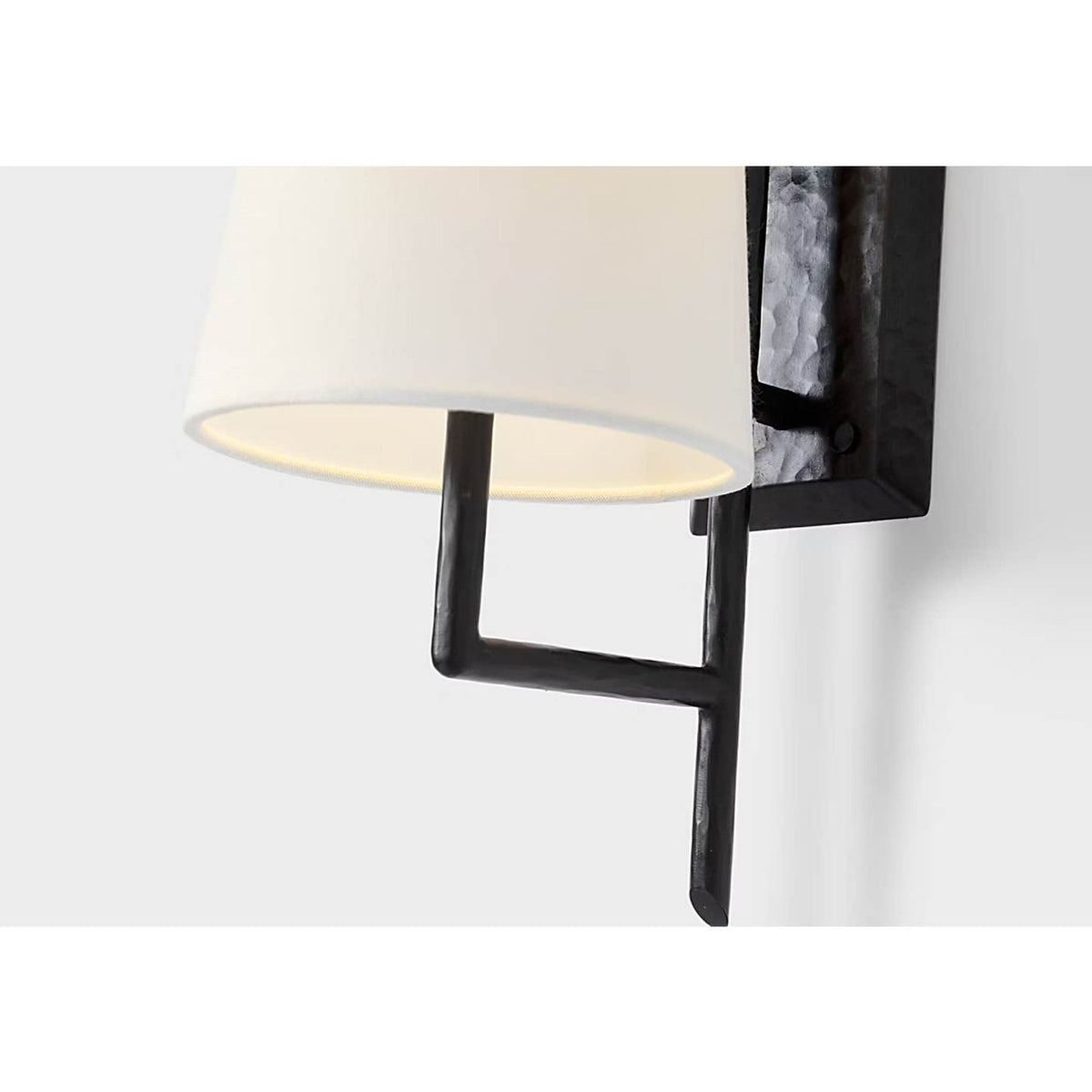 Chapman & Myers Ashton Large Single Sculpted Sconce in Aged Iron with Linen Shade W6" x H20" x E8.75"