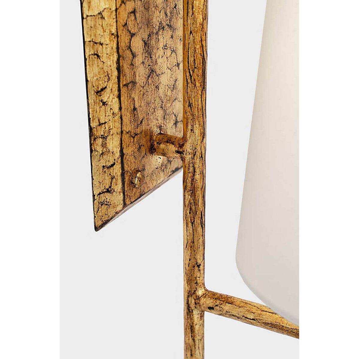 Chapman & Myers Ashton Large Single Sculpted Sconce in Gilded Iron with Linen Shade W6" x H20" x E8.75"