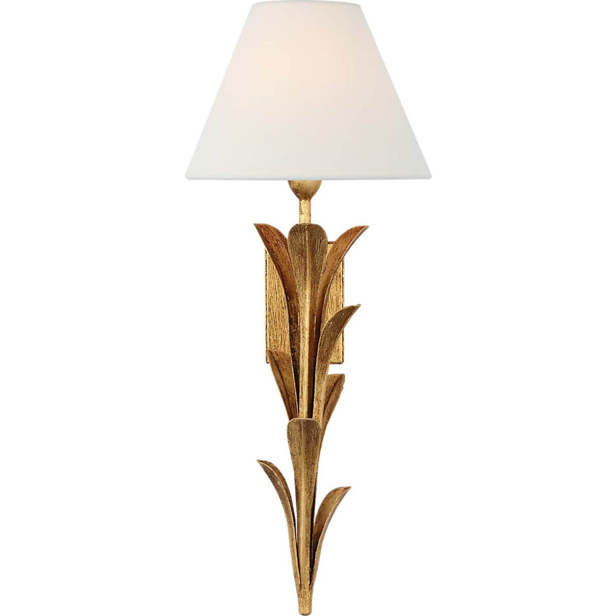 Chapman & Myers Provenz 20" Tail Sconce in French Gild with Linen Shade W8" x H20" x E8.25"