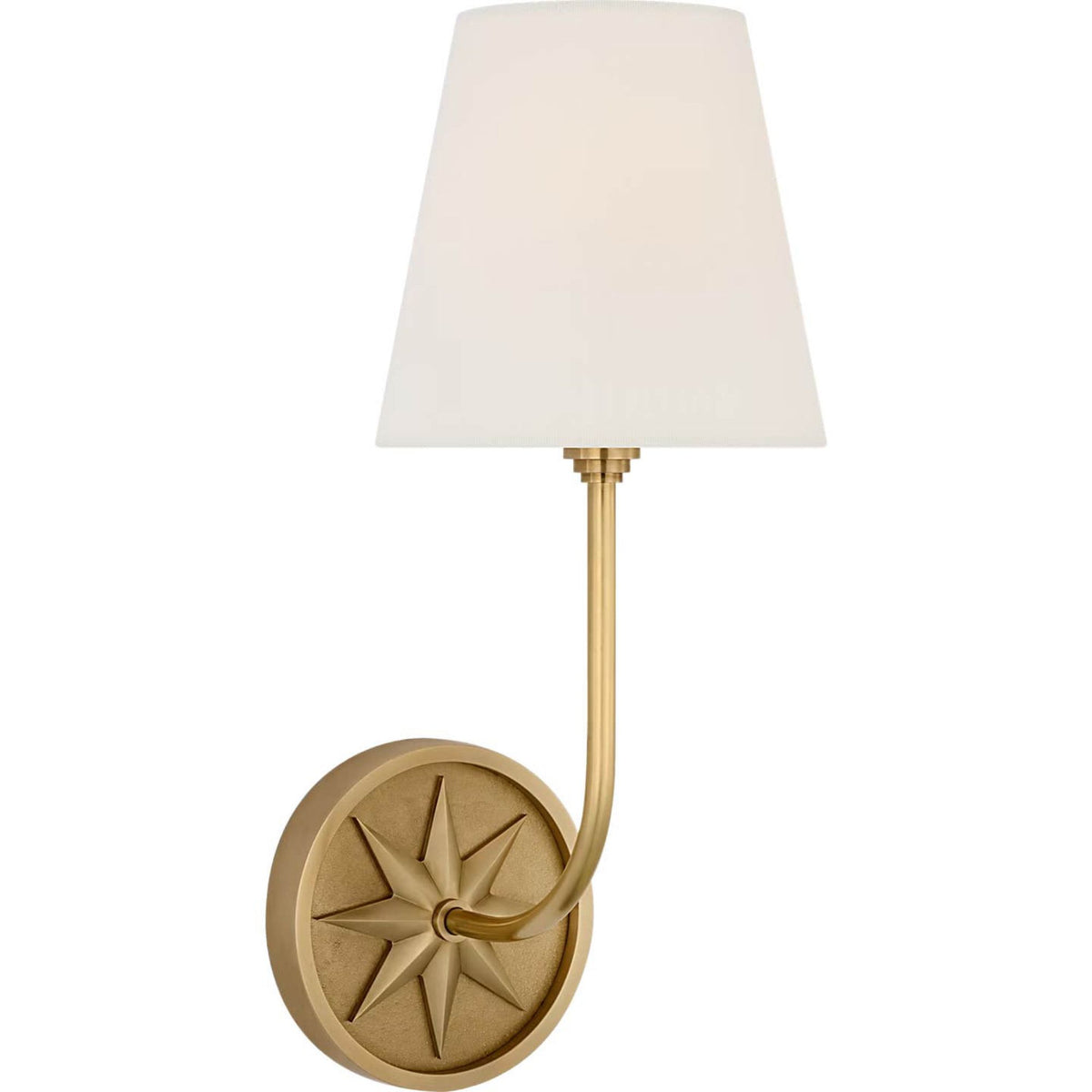 Chapman & Myers Polaris 15" Sconce in Antique-Burnished Brass with Linen Shade W6" x H14.75" x E7"
