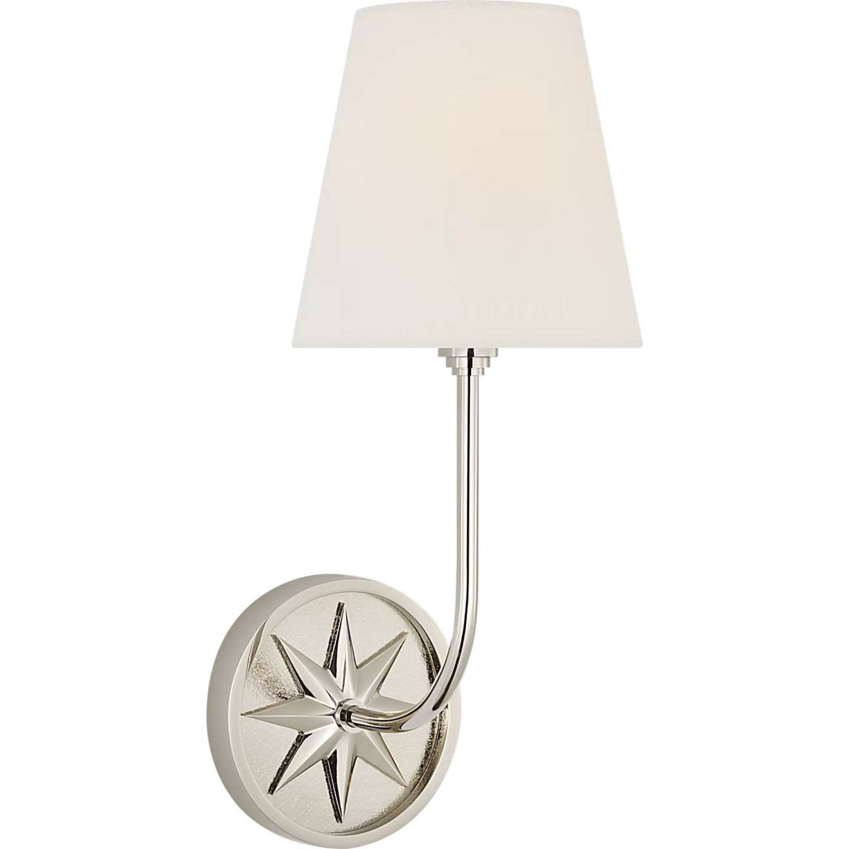 Chapman & Myers Polaris 15" Sconce in Polished Nickel with Linen Shade W6" x H14.75" x E7"