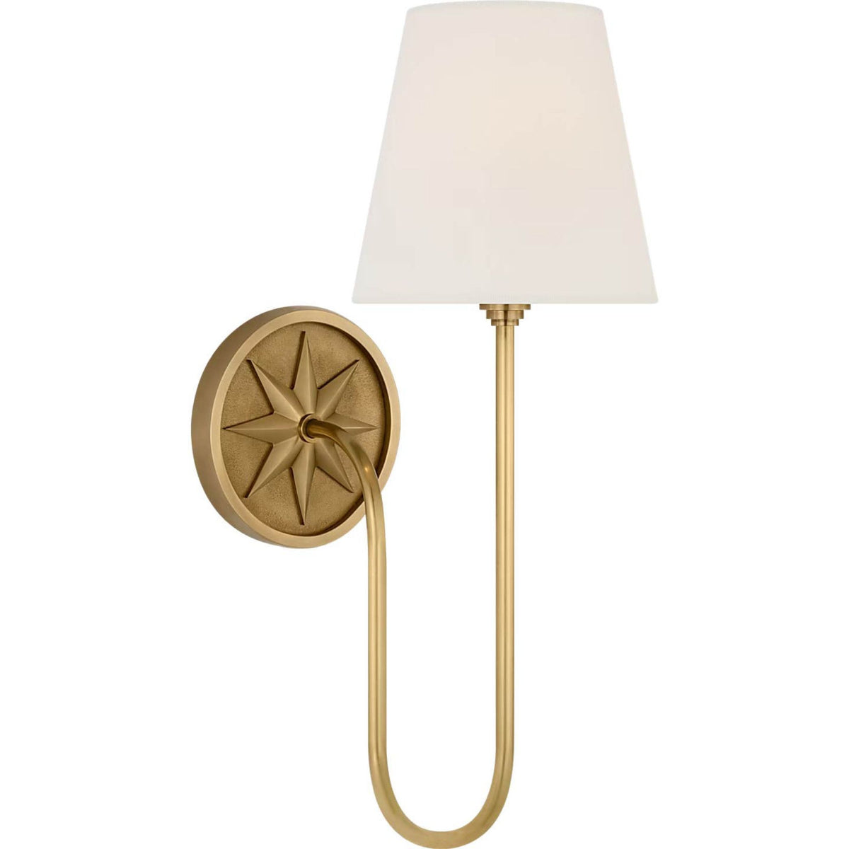 Chapman & Myers Polaris 17" Single Sconce in Antique-Burnished Brass with Linen Shade W6" x H16.5" x E10"