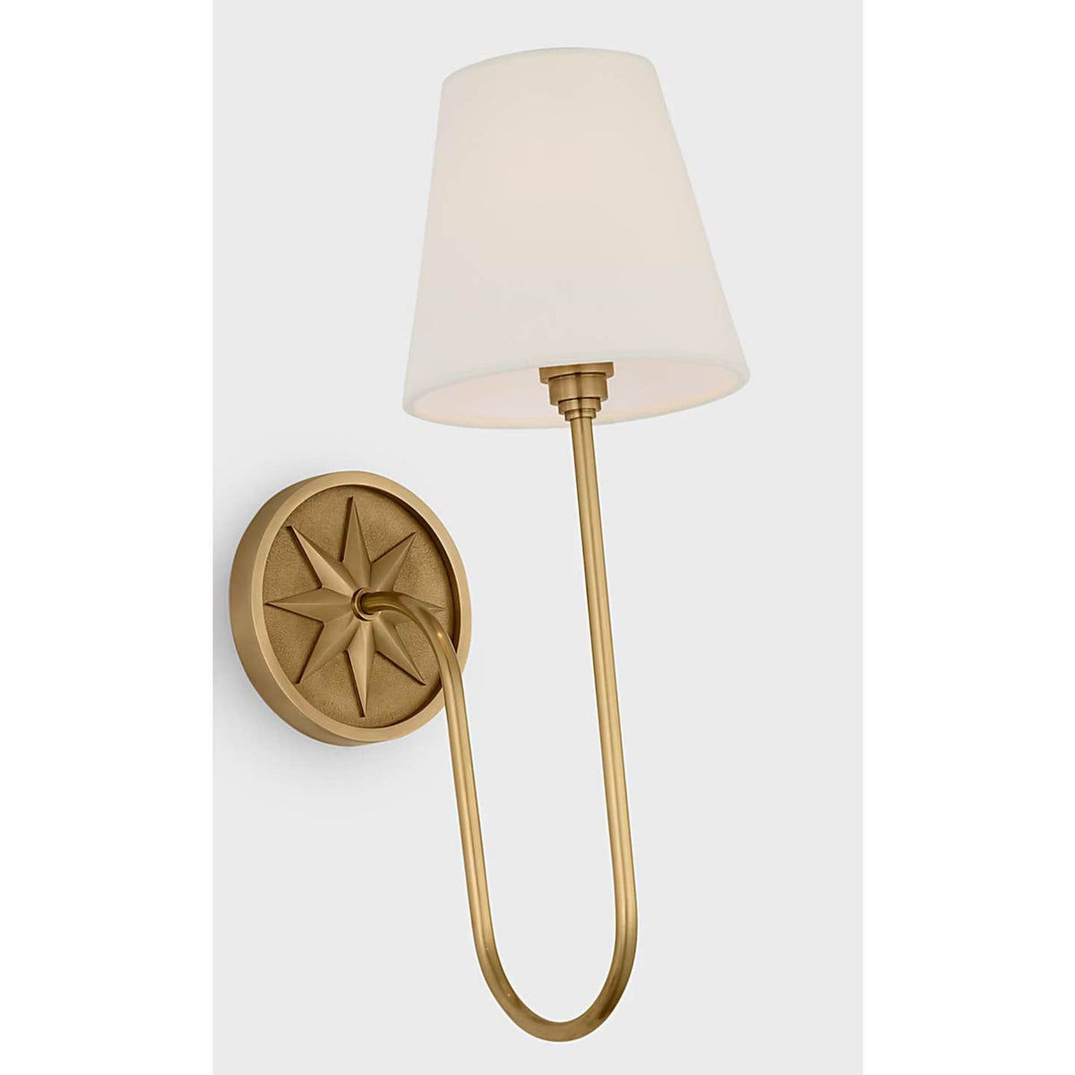 Chapman & Myers Polaris 17" Single Sconce in Antique-Burnished Brass with Linen Shade W6" x H16.5" x E10"