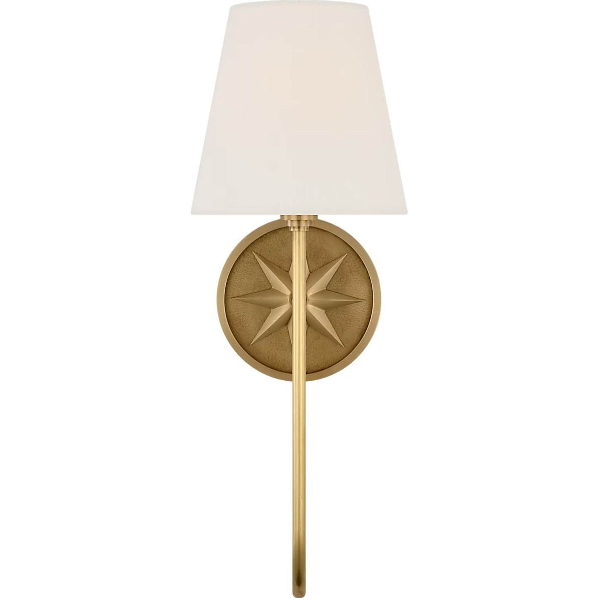 Chapman & Myers Polaris 17" Single Sconce in Antique-Burnished Brass with Linen Shade W6" x H16.5" x E10"
