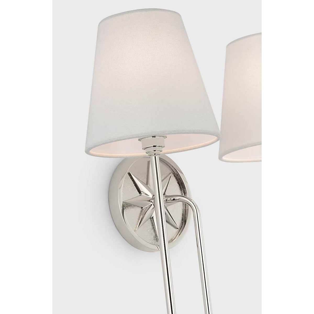 Chapman & Myers Polaris 17" Double Sconce in Polished Nickel with Linen Shades W15" x H16.5" x E8.25"