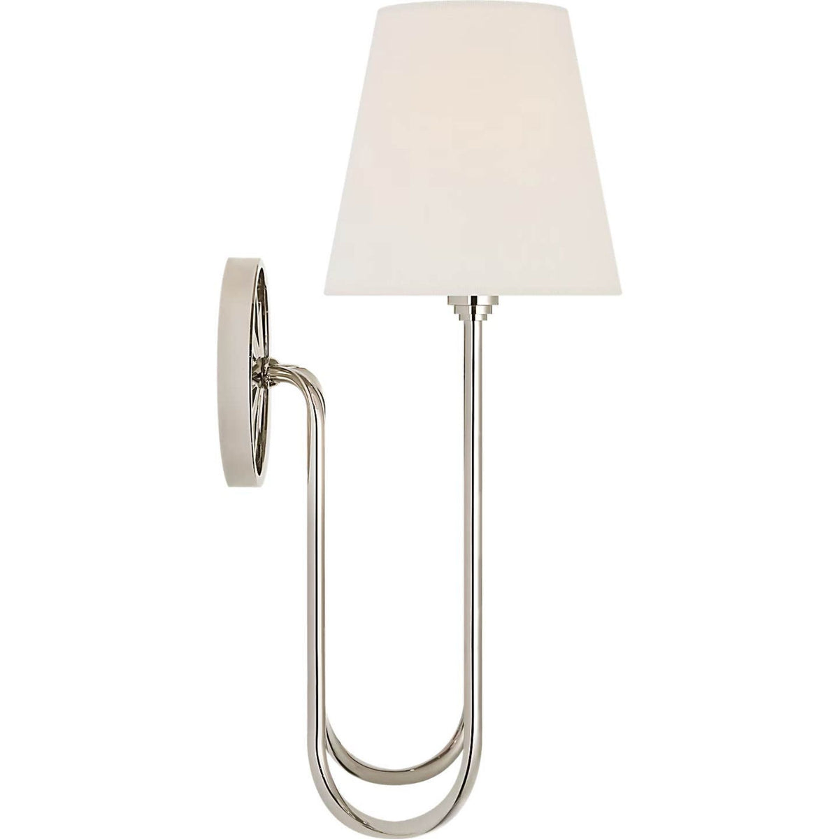 Chapman & Myers Polaris 17" Double Sconce in Polished Nickel with Linen Shades W15" x H16.5" x E8.25"