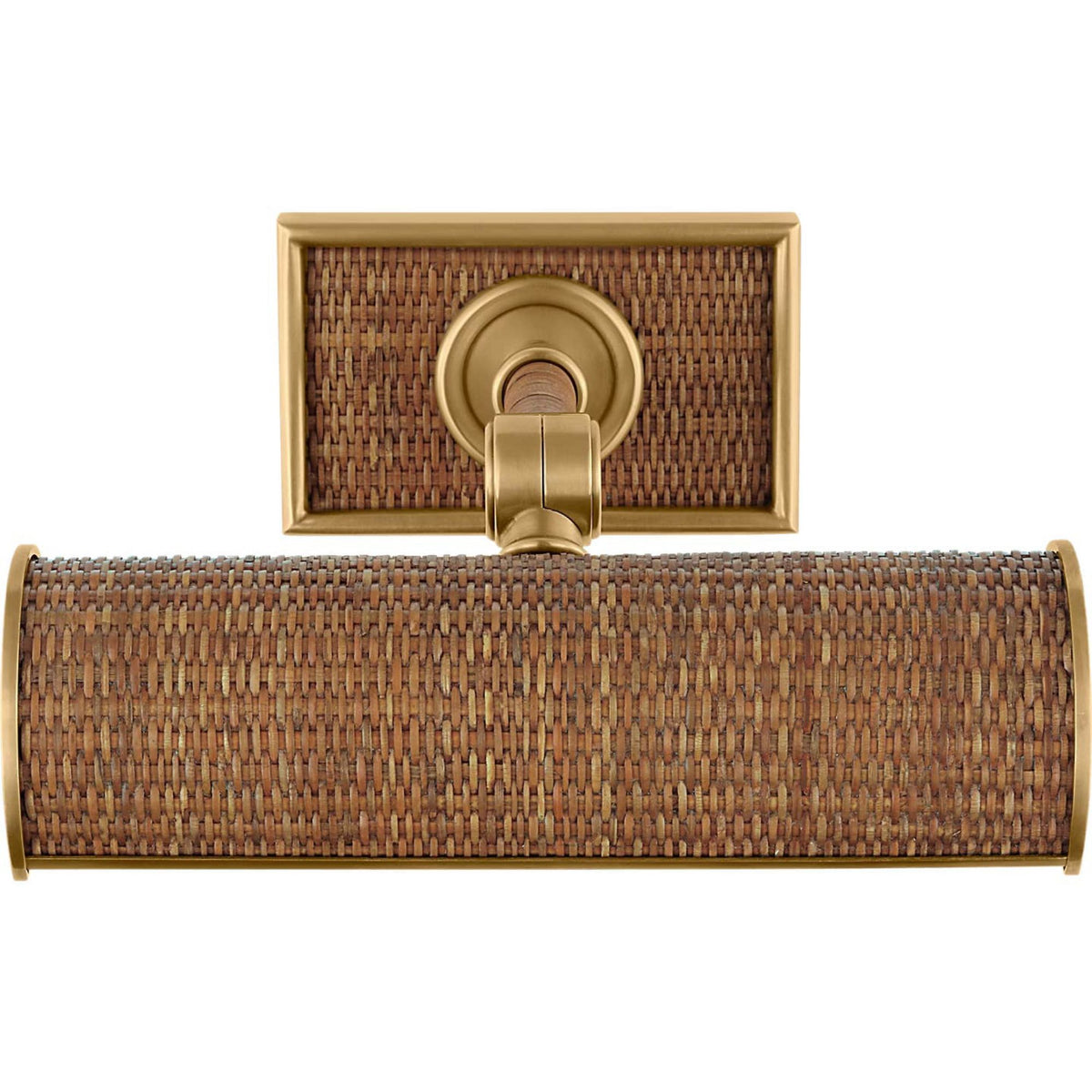 Chapman & Myers Halwell 8" Picture Light in Brass and Natural Woven Rattan W8" x H2.75" - 4.5" x E6.25" - 8.25"