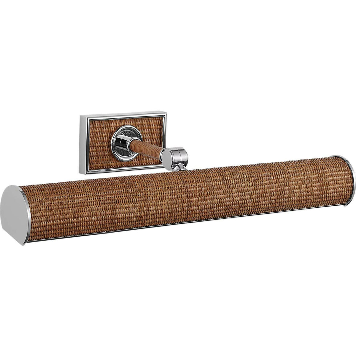 Chapman & Myers Halwell 18" Picture Light in Polished Nickel and Natural Woven Rattan W18" x H2.75" - 4.5" x E6.25" - 8.25"