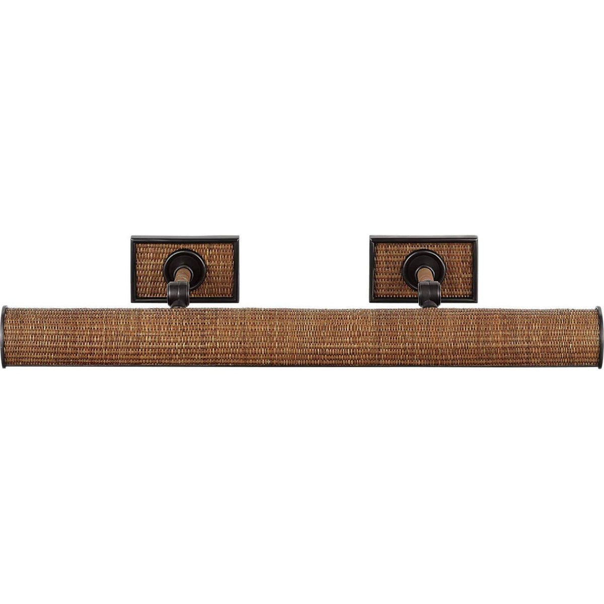 Chapman & Myers Halwell 24" Picture Light in Bronze and Natural Woven Rattan W24" x H2.75" - 4.5" x E6.25" - 8.25"