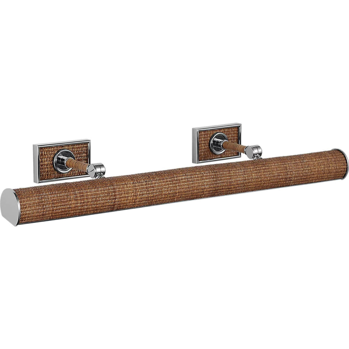 Chapman & Myers Halwell 30" Picture Light in Polished Nickel and Natural Woven Rattan W30" x H2.75" - 4.5" x E6.25" - 8.25"