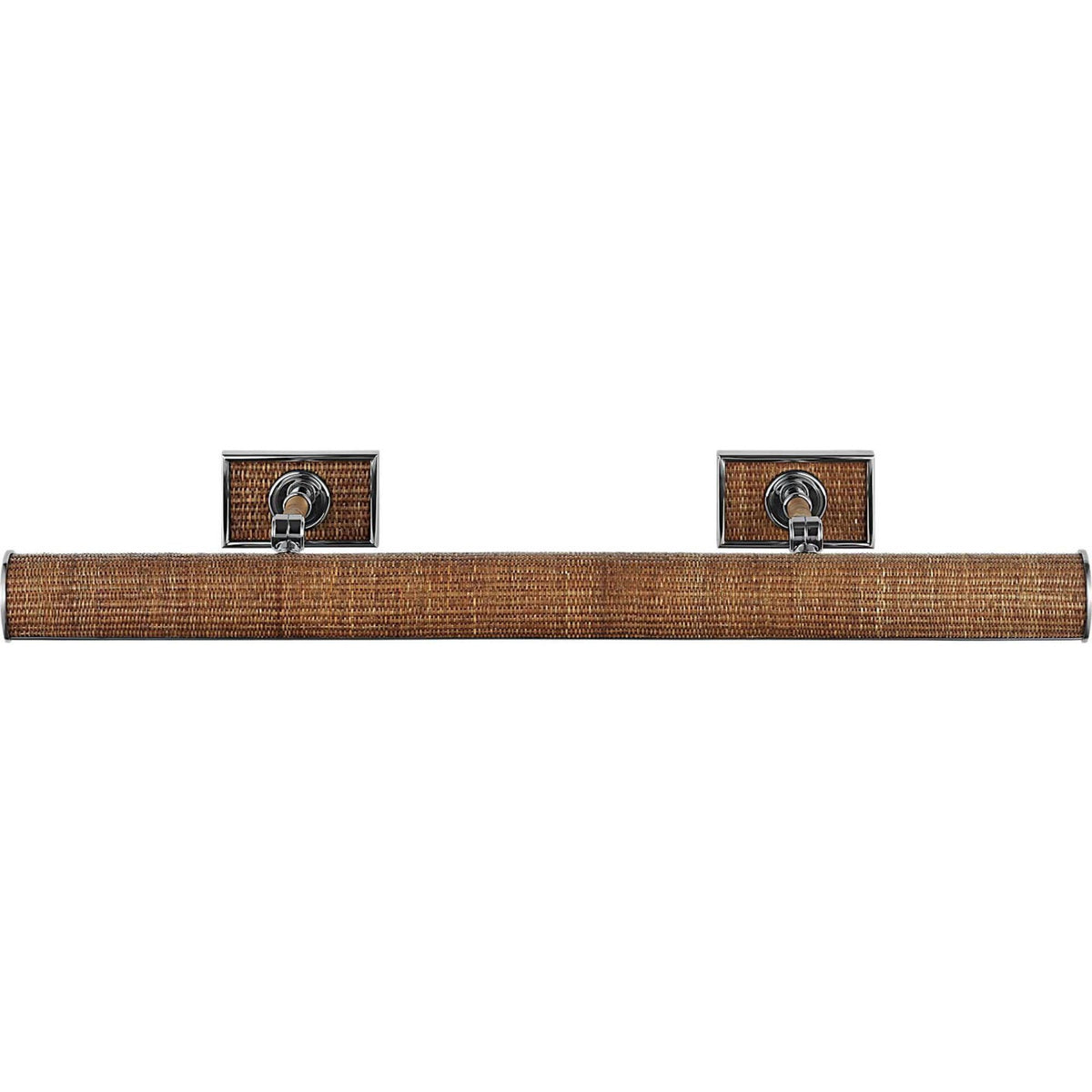Chapman & Myers Halwell 30" Picture Light in Polished Nickel and Natural Woven Rattan W30" x H2.75" - 4.5" x E6.25" - 8.25"