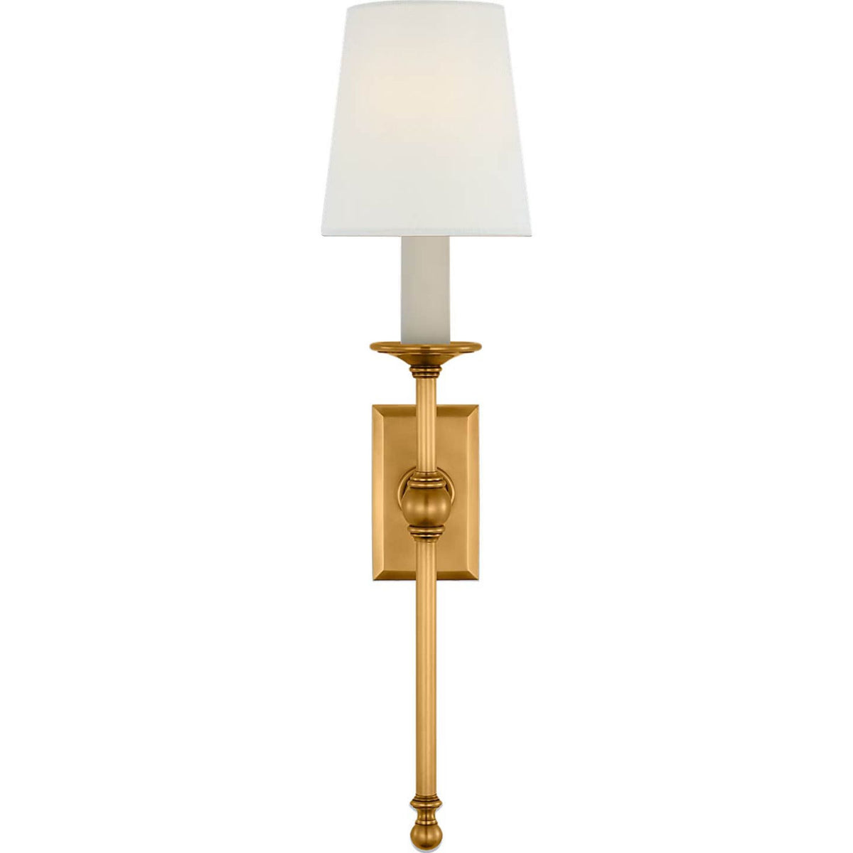 Chapman & Myers Classic 19" Tail Sconce in Antique-Burnished Brass with Linen Shades W5" x H18.5" x E6.5"