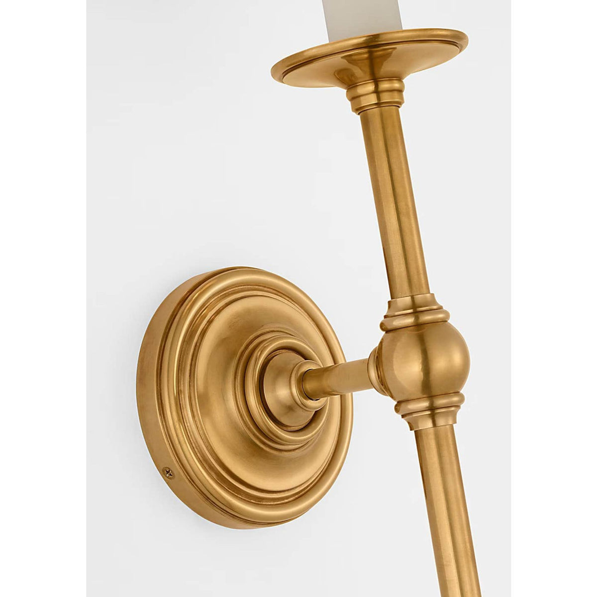 Chapman & Myers Classic 27" Tail Sconce in Antique-Burnished Brass with Linen Shade W6.5" x H28.25" x E7.75"