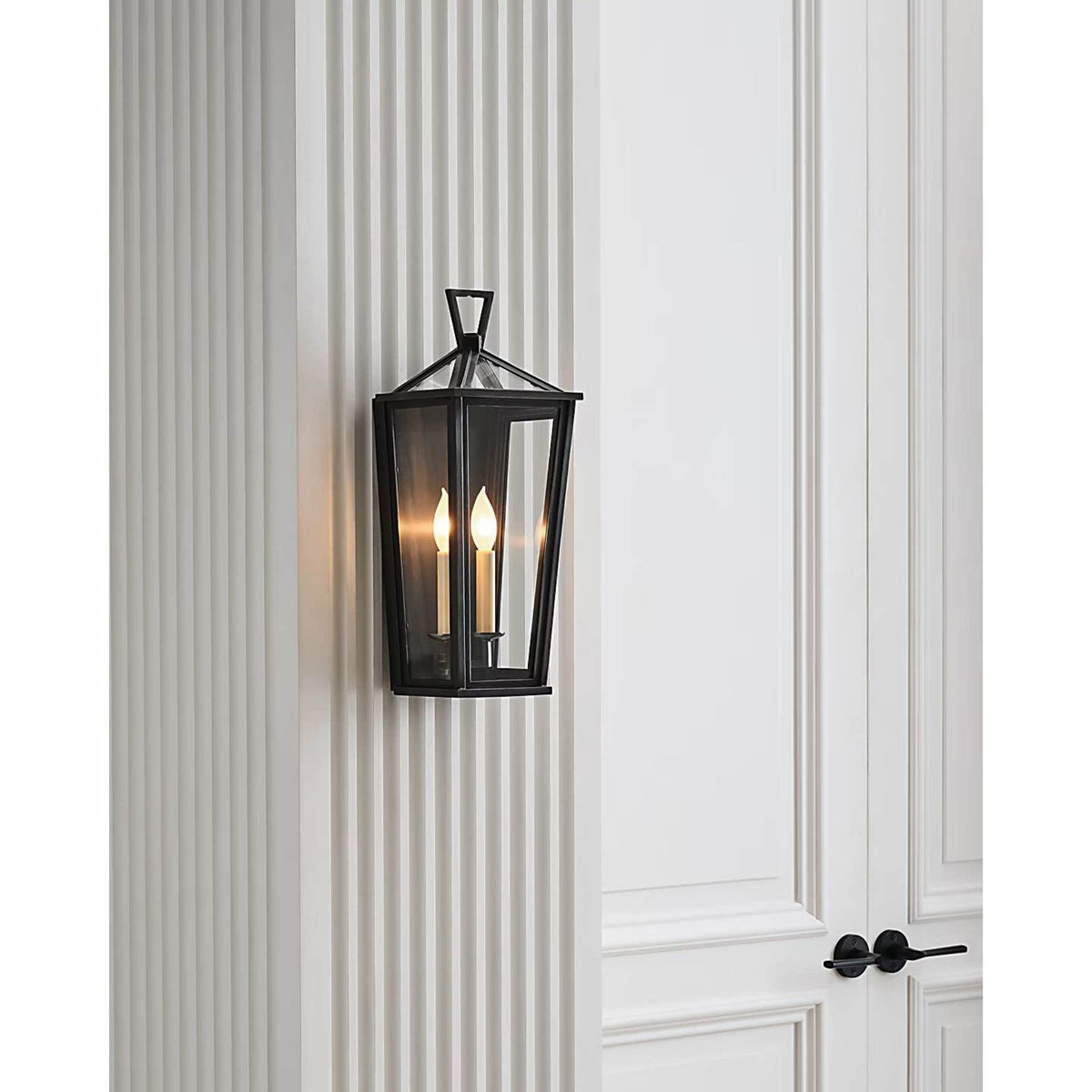 Chapman & Myers Darlana Small Tall 3/4 Wall Lantern in Bronze W7.5" x H18.5" x E6.75"