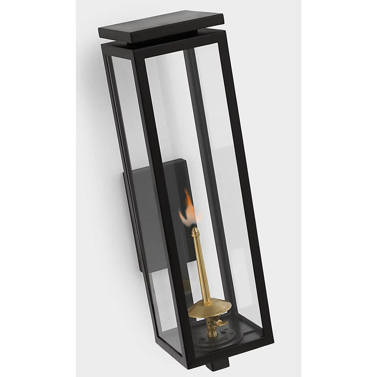 Chapman & Myers Fresno Large Bracketed Gas Wall Lantern in Matte Black with Clear Glass W6" x H22.75" x E9.25"