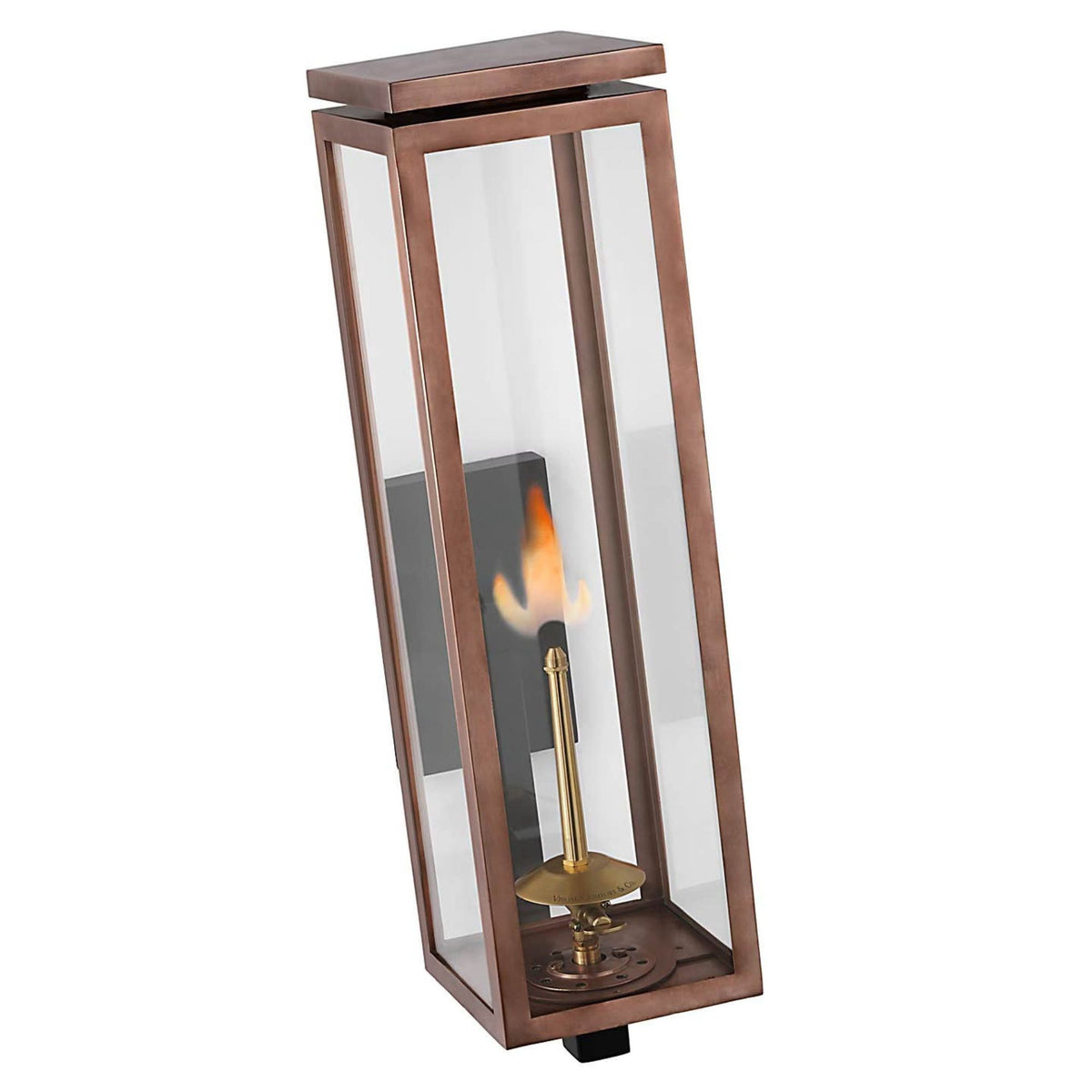 Chapman & Myers Fresno Large Bracketed Gas Wall Lantern in Soft Copper with Clear Glass W6" x H22.75" x E9.25"