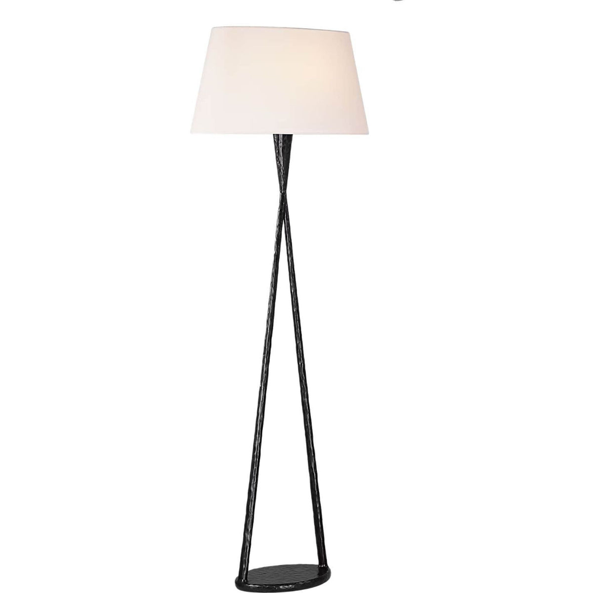 Ian K. Fowler Cesta 60" Sculpted Floor Lamp in Aged Iron with Linen Shade W22" x H60"