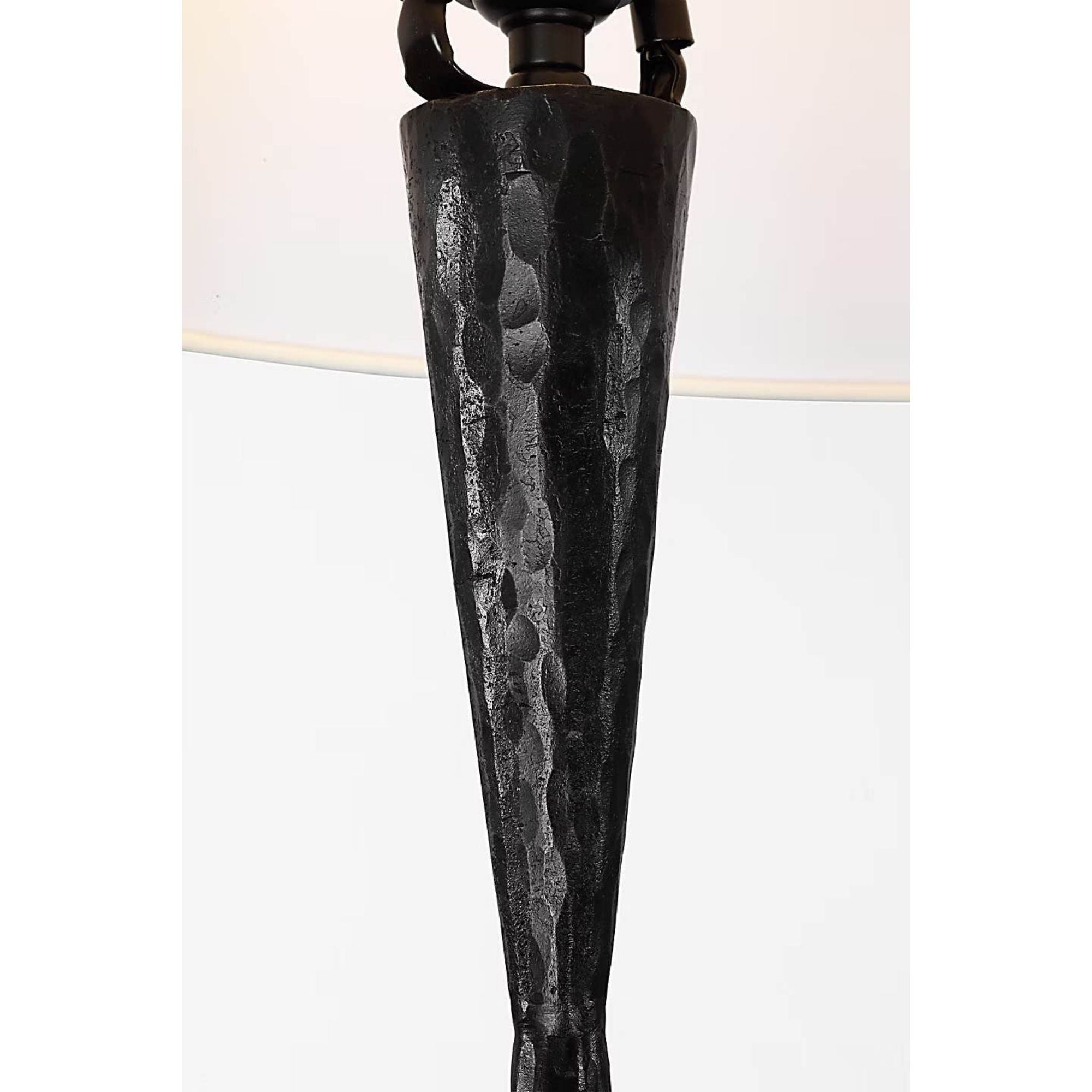 Ian K. Fowler Cesta 60" Sculpted Floor Lamp in Aged Iron with Linen Shade W22" x H60"