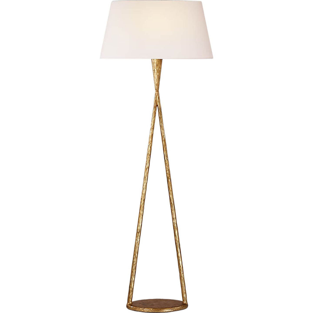 Ian K. Fowler Cesta 60" Sculpted Floor Lamp in Gilded Iron with Linen Shade W22" x H60"