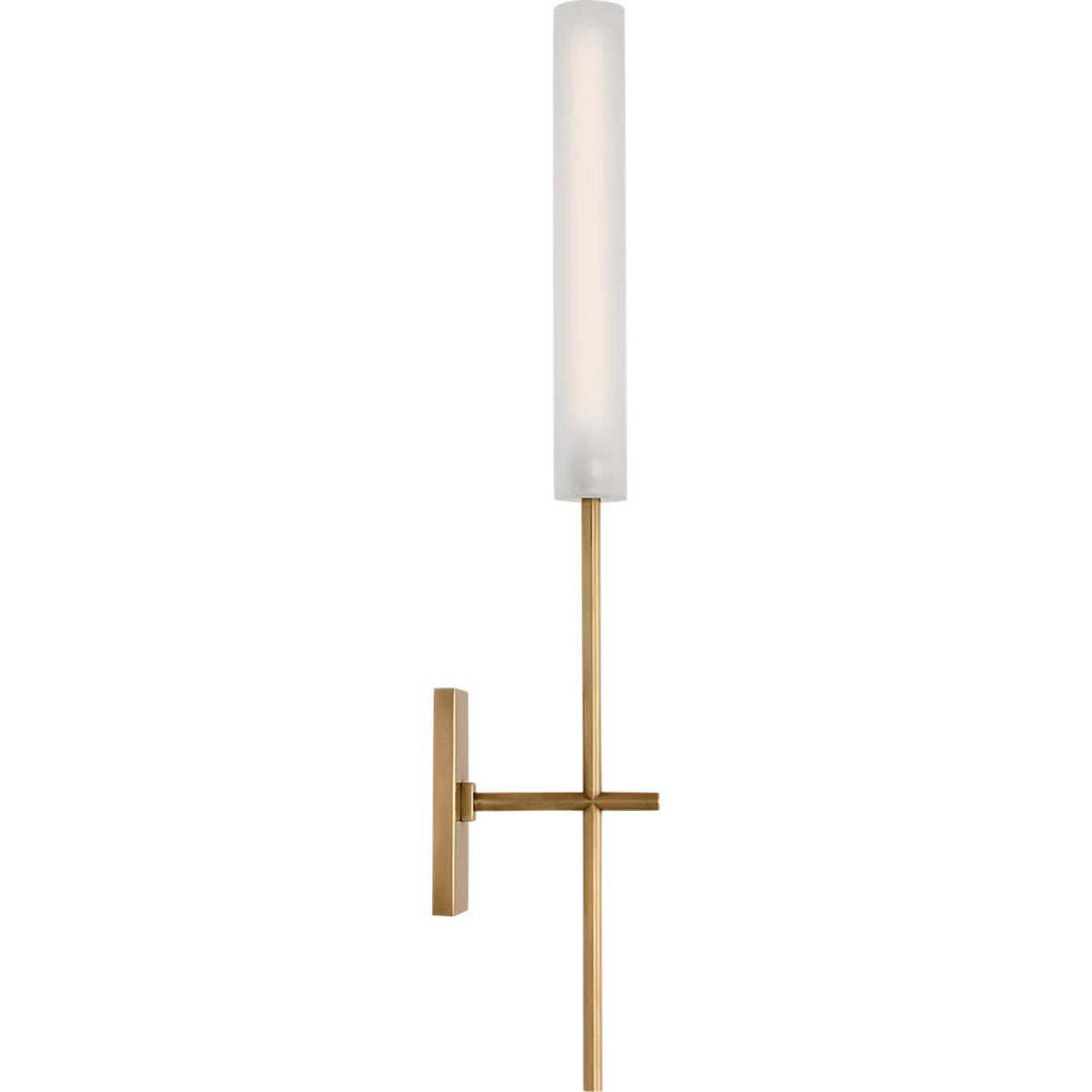 Ian K. Fowler Fay 18" Sconce in Hand-Rubbed Antique Brass with Frosted Glass W2.5" x H17.5" x E3.5"
