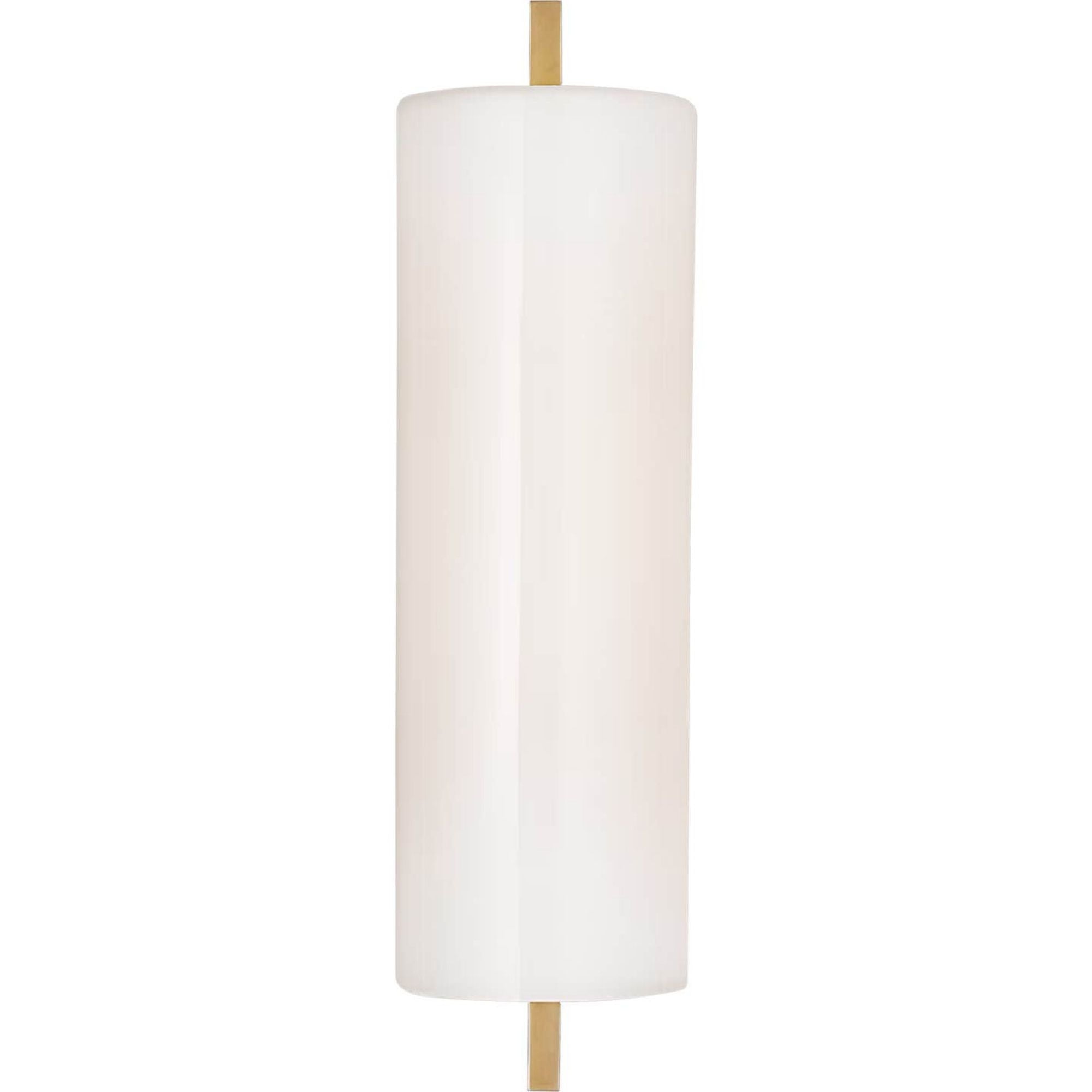 Ian K. Fowler Bowen 16" Linear Bath Sconce in Hand-Rubbed Antique Brass with White Glass Shade W4.5" x H16" x E6.5"