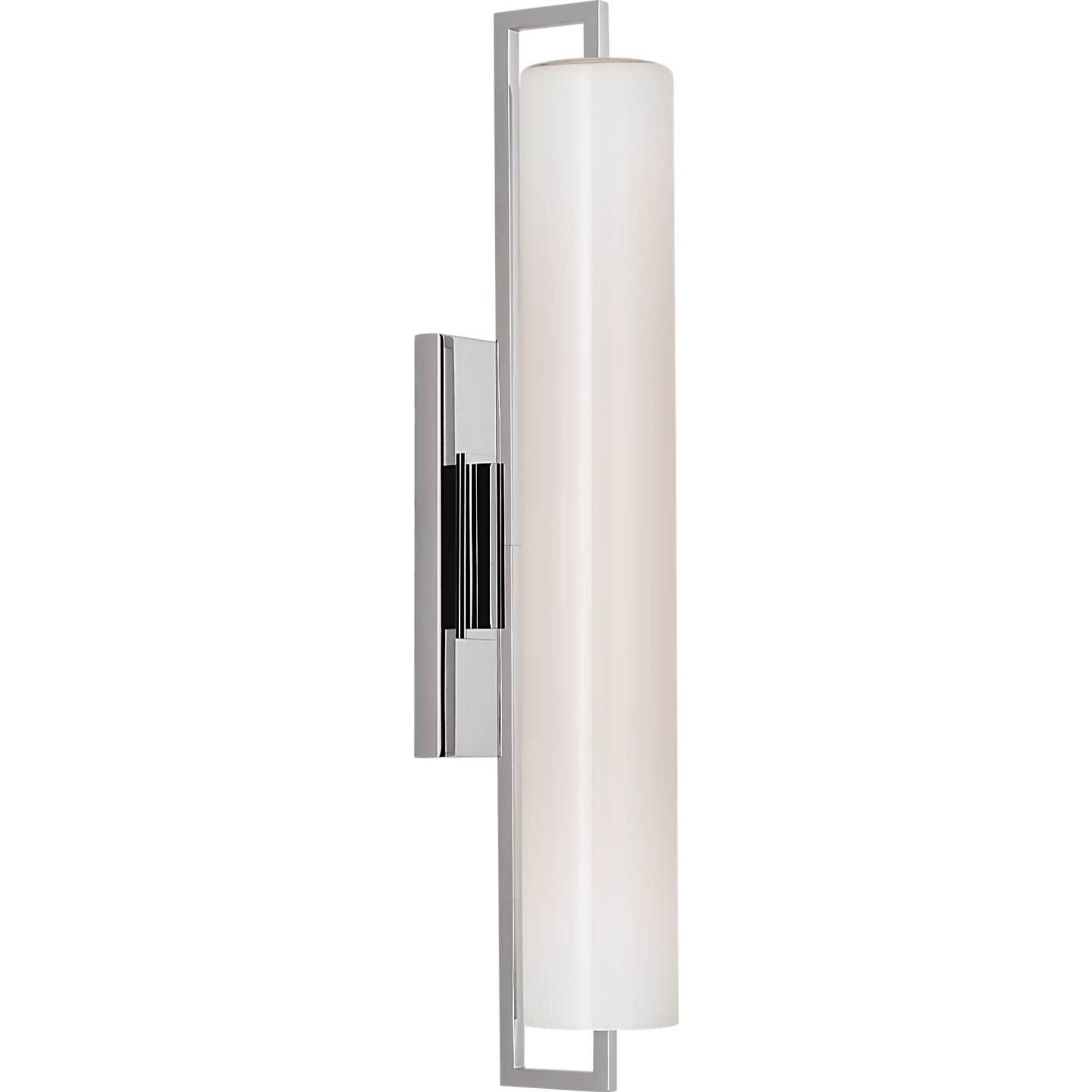 Ian K. Fowler Bowen 21" Linear Bath Sconce in Polished Nickel with White Glass Shade W3" x H21" x E5"