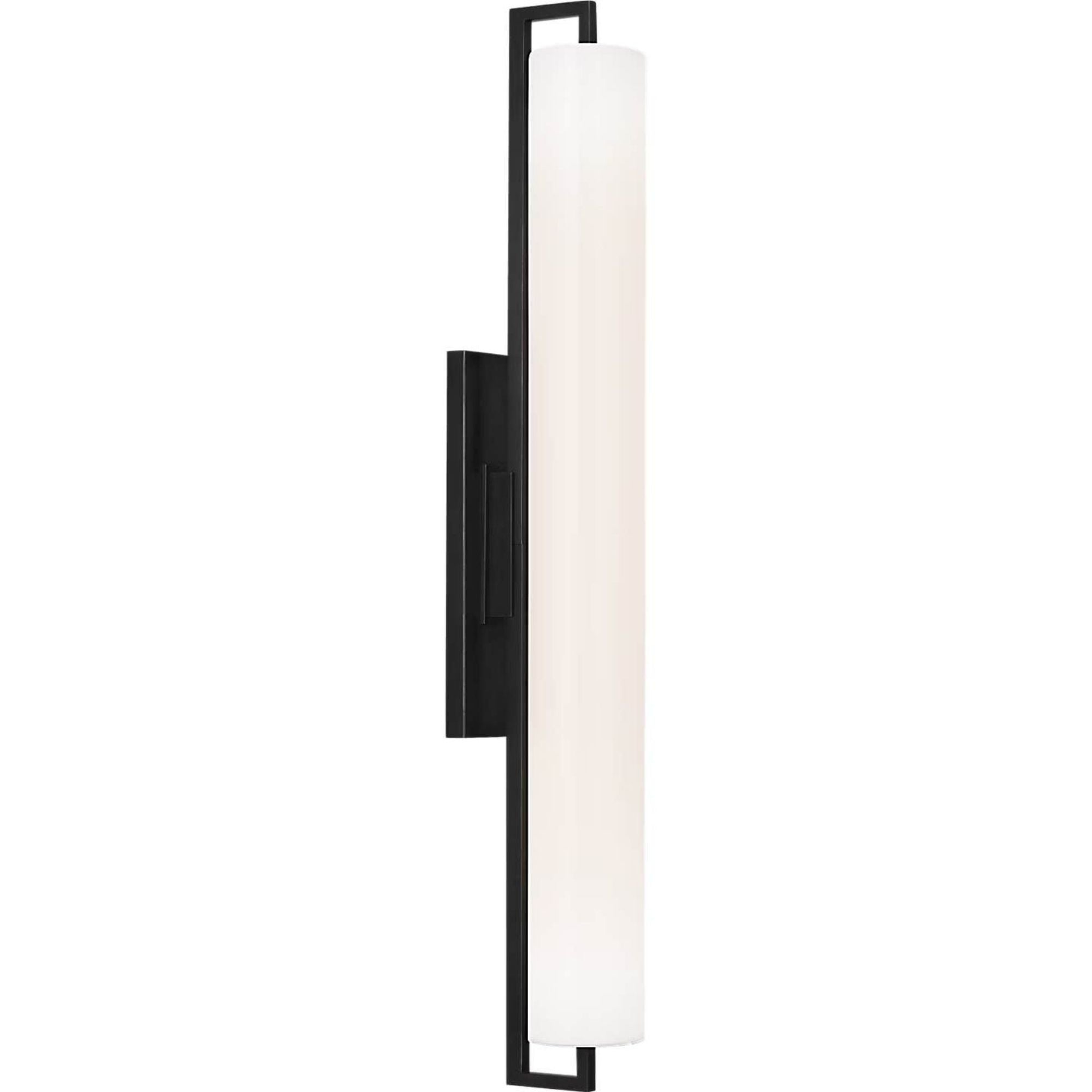 Ian K. Fowler Bowen 28" Linear Bath Sconce in Bronze with White Glass Shade W3" x H28" x E5"