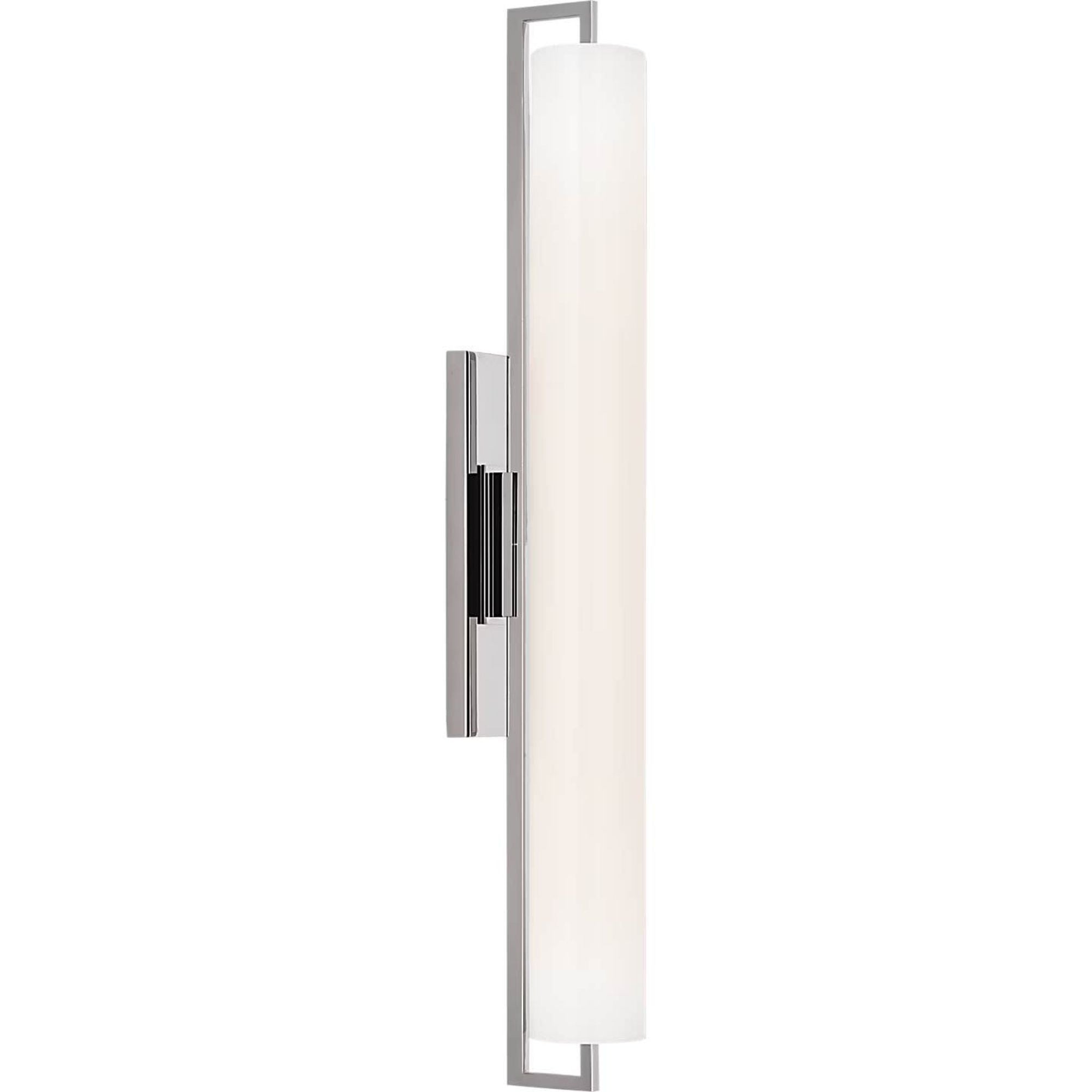 Ian K. Fowler Bowen 28" Linear Bath Sconce in Polished Nickel with White Glass Shade W3" x H28" x E5"