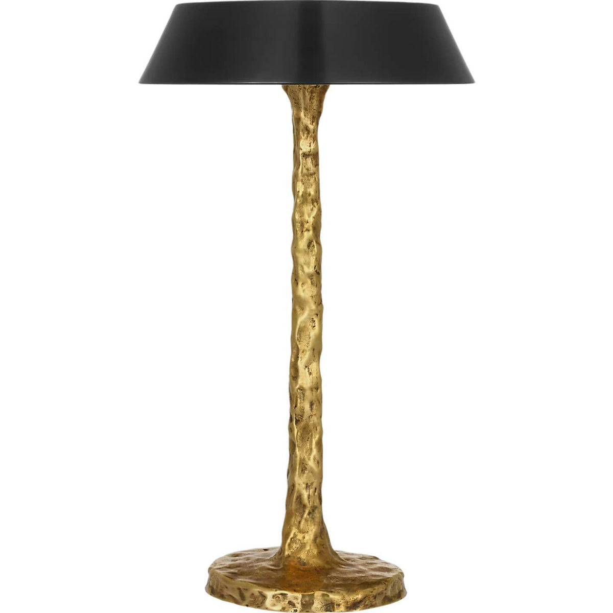 Ian K. Fowler Ilosi 12" Sculpted Rechargeable Table Lamp in Hand-Rubbed Antique Brass with Bronze Shade W7" x H12"