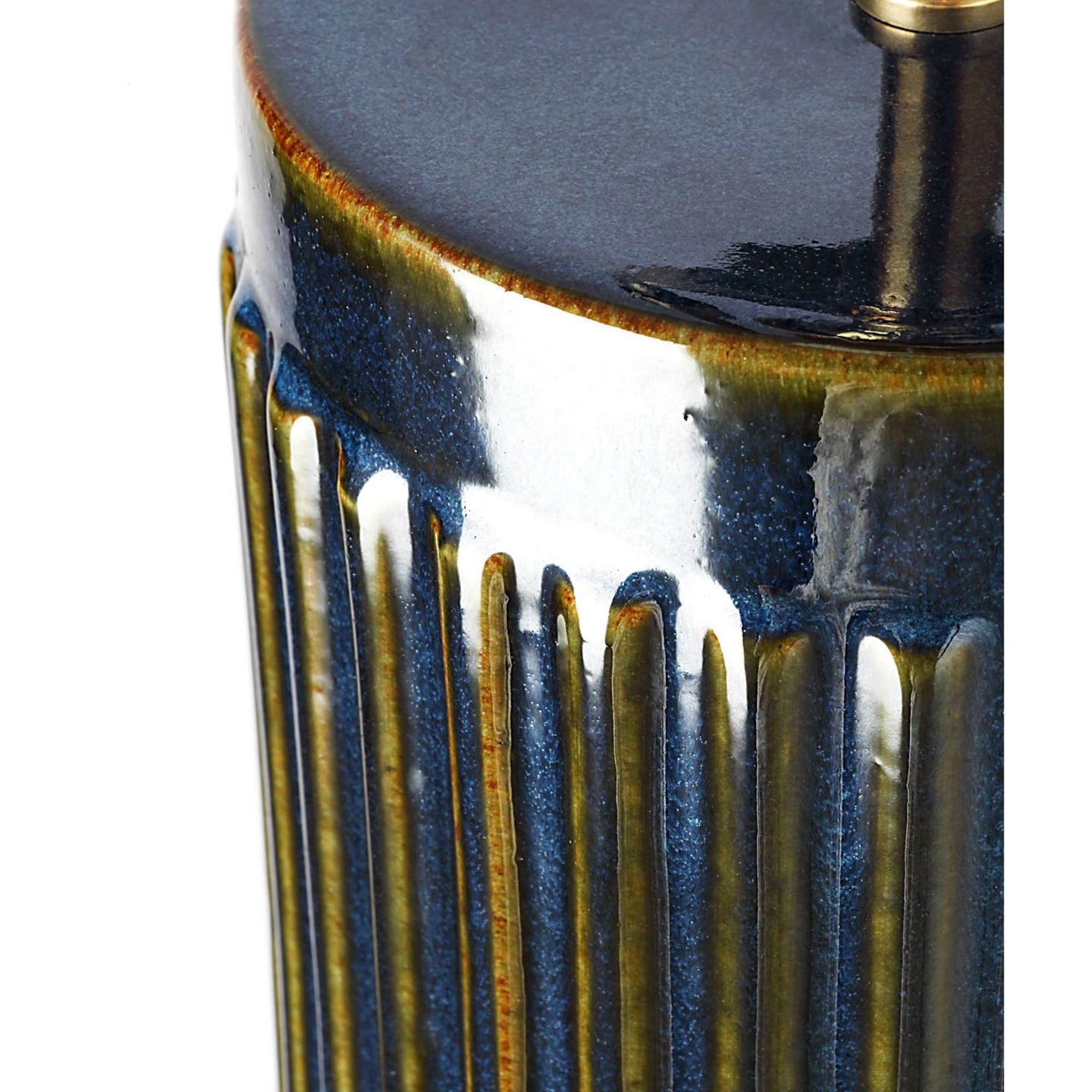 Ian K. Fowler Ellora 28" Table Lamp in Mixed Blue Brown with Linen Shade W19.5" x H28.25"