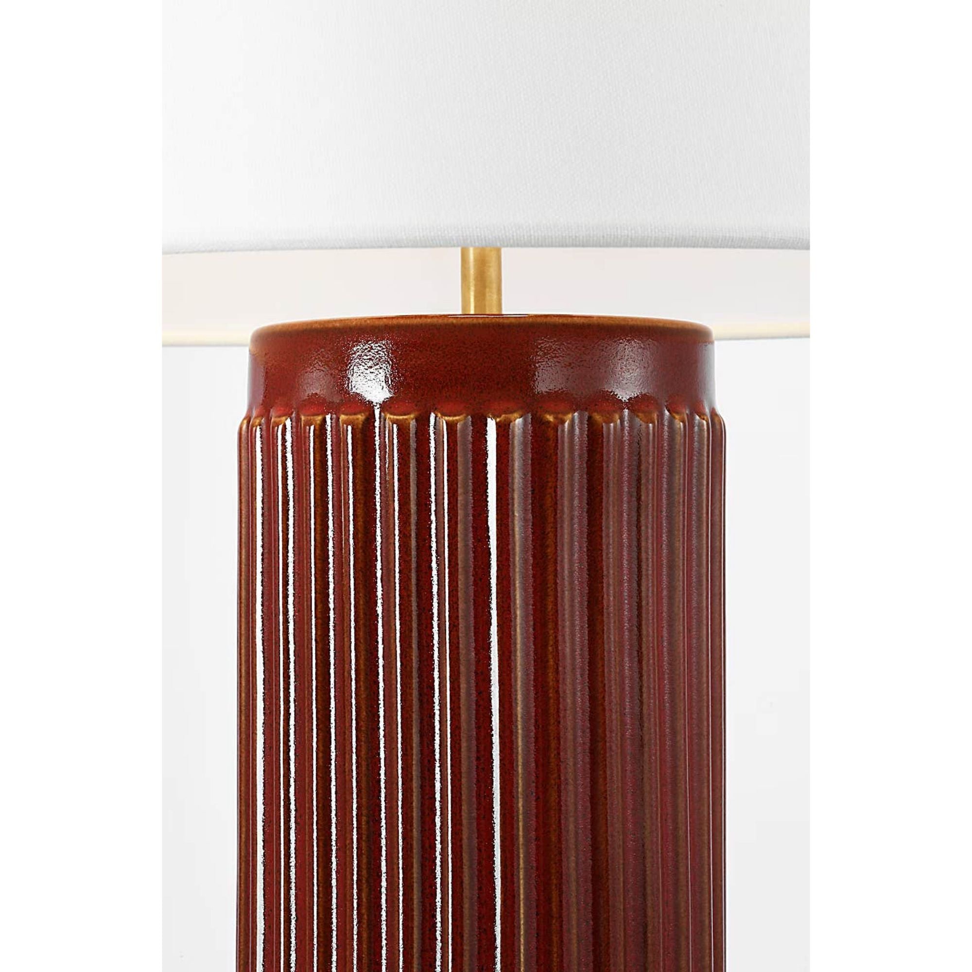 Ian K. Fowler Ellora 28" Table Lamp in Pomegranate with Linen Shade W19.5" x H28.25"