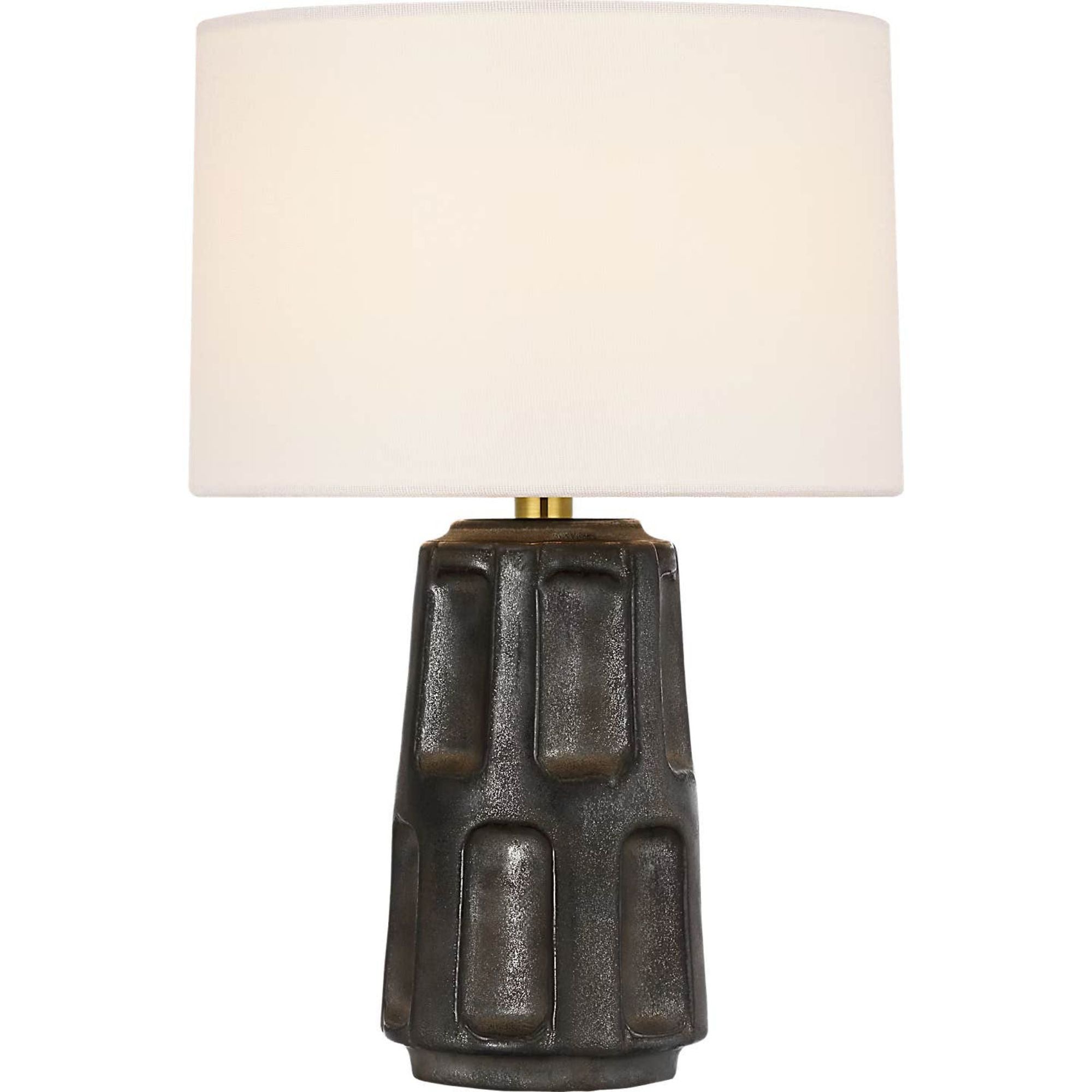 Ian K. Fowler Altamira 13" Cordless Accent Lamp in Stained Black Metallic with Linen Shade W9" x H13"
