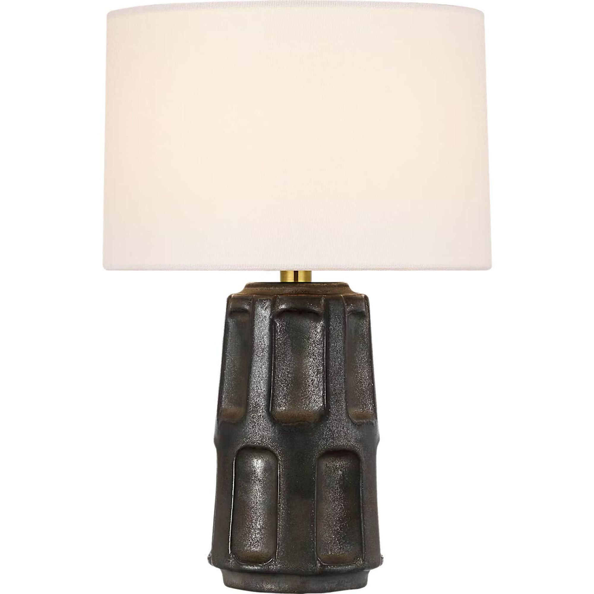 Ian K. Fowler Altamira 13" Cordless Accent Lamp in Stained Black Metallic with Linen Shade W9" x H13"