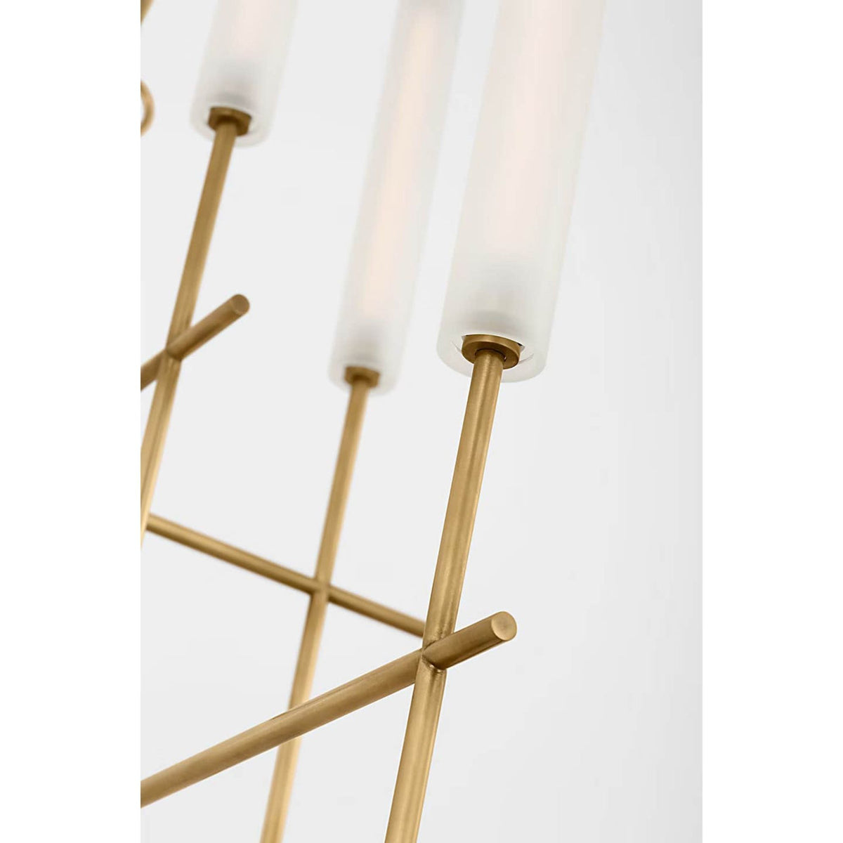 Ian K. Fowler Fay 32" Chandelier in Hand-Rubbed Antique Brass with Frosted Glass W32" x H27.25"