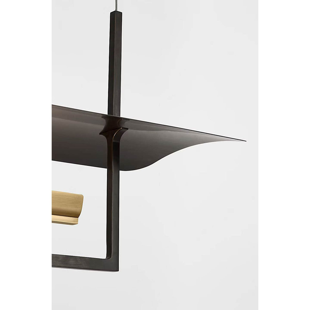 Ian K. Fowler Tristan 54" Reflector Linear Chandelier in Bronze and Hand-Rubbed Antique Brass W10" x 54"