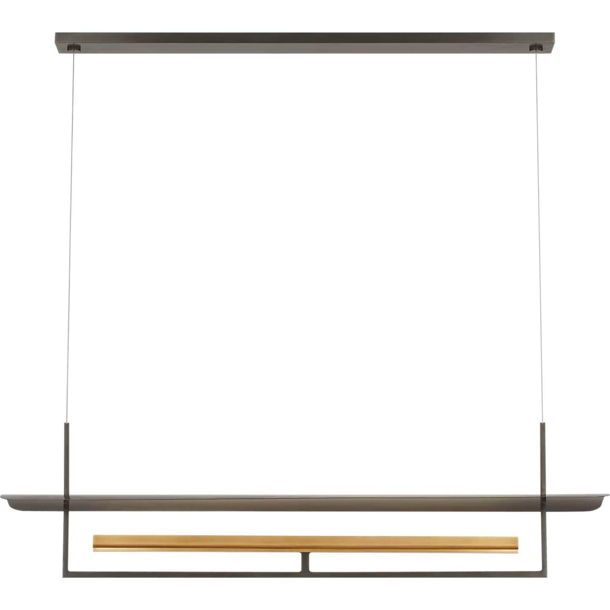 Ian K. Fowler Tristan 54" Reflector Linear Chandelier in Bronze and Hand-Rubbed Antique Brass W10" x 54"