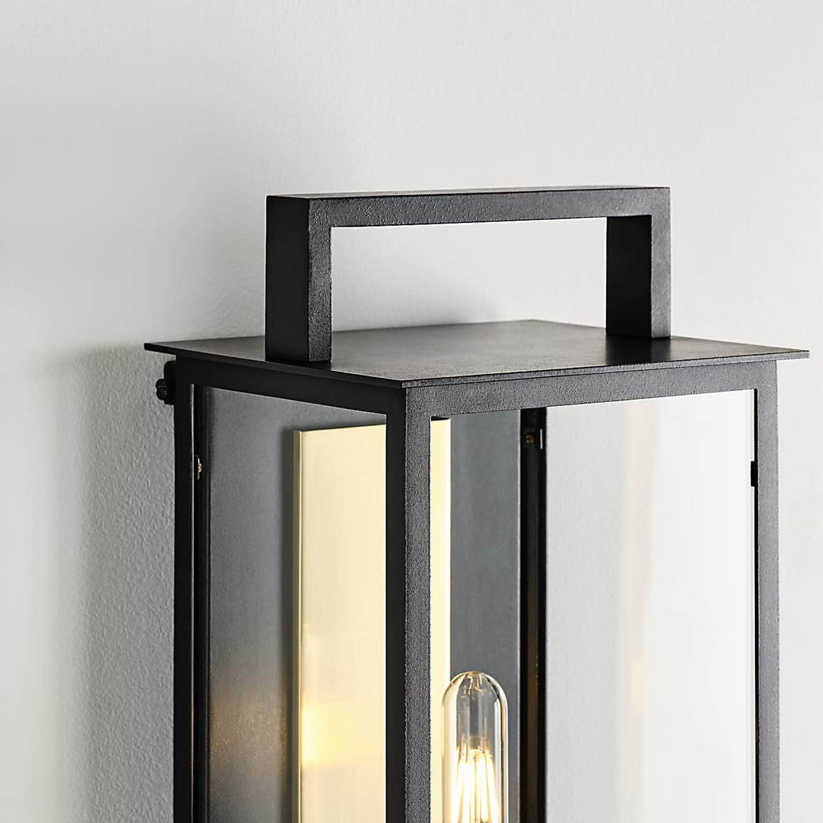 Ian K. Fowler Halle Medium Wall Lantern in Aged Iron with Clear Glass W8.75" x H18" x E8"