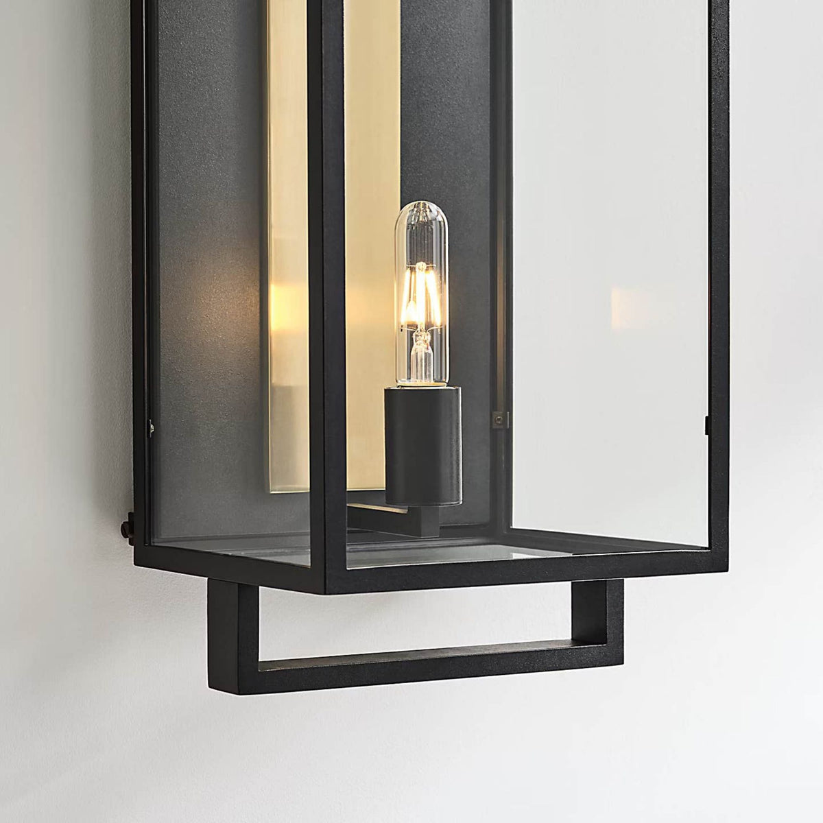 Ian K. Fowler Halle Large Wall Lantern in Aged Iron and Clear Glass W10.75" x H23" x E9"