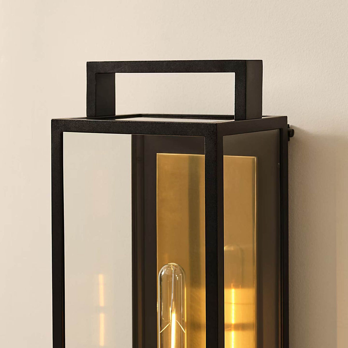 Ian K. Fowler Halle Large Narrow Wall Lantern in Aged Iron with Clear Glass W8.5" x H26" x E7.5"