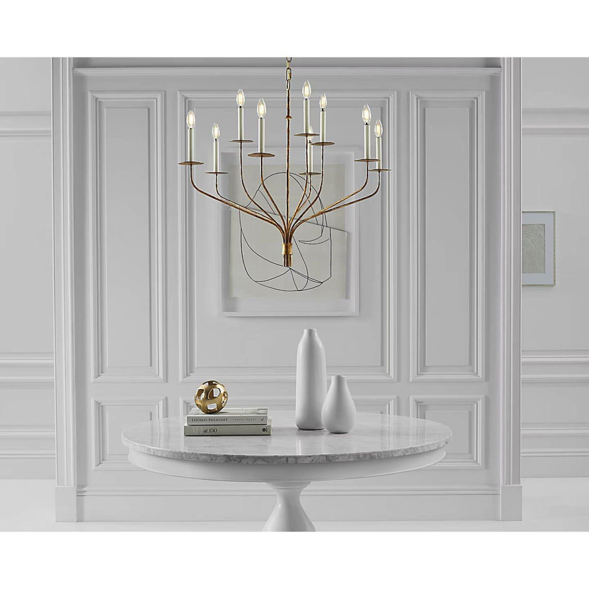 Ian K. Fowler Belfair Large Two-Tier Chandelier in Gilded Iron W36.25" x H29.5"