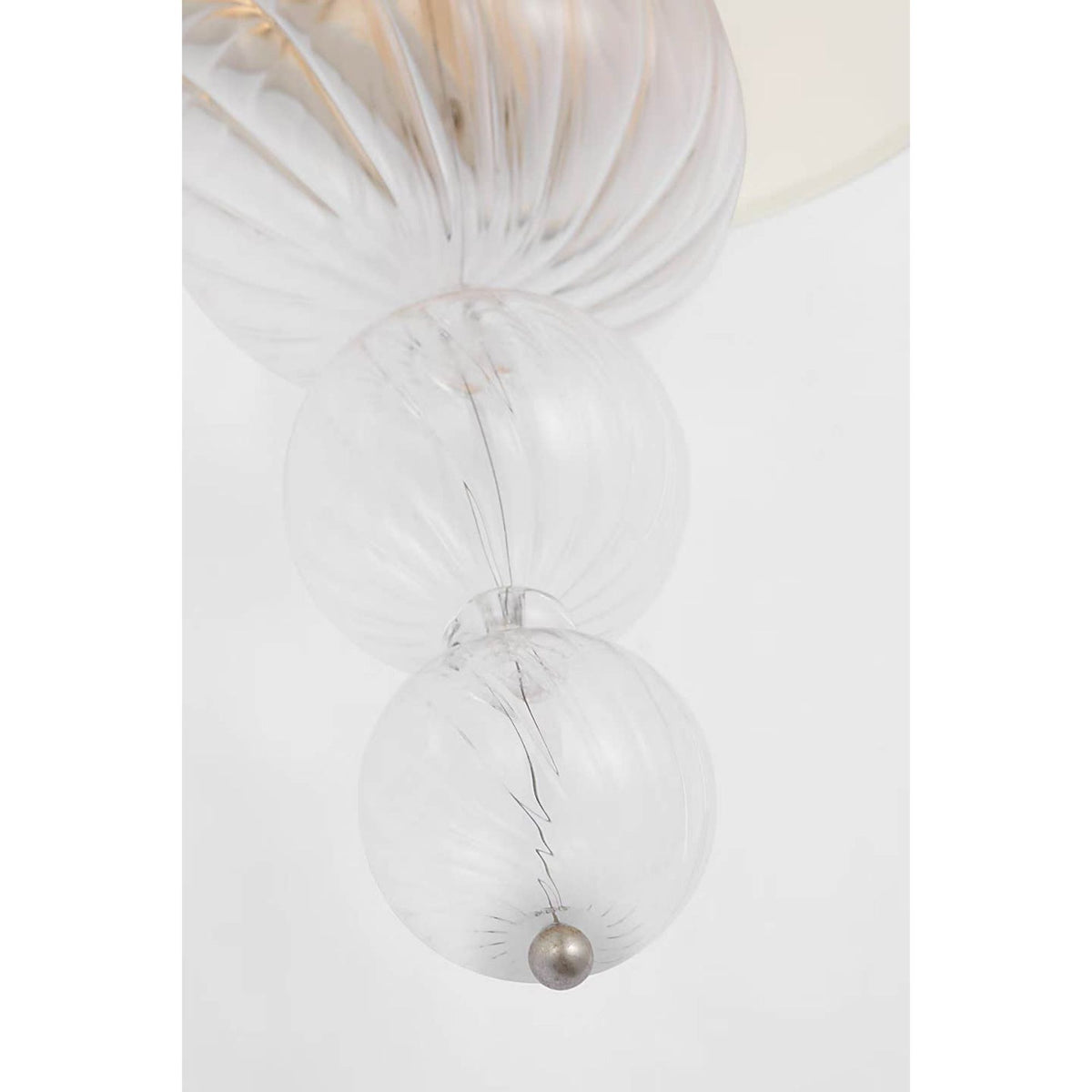 Julie Neill Talia 18" Sconce in Burnished Silver Leaf and Clear Swirled Glass with Linen Shade W10" x H18.25" x E7"