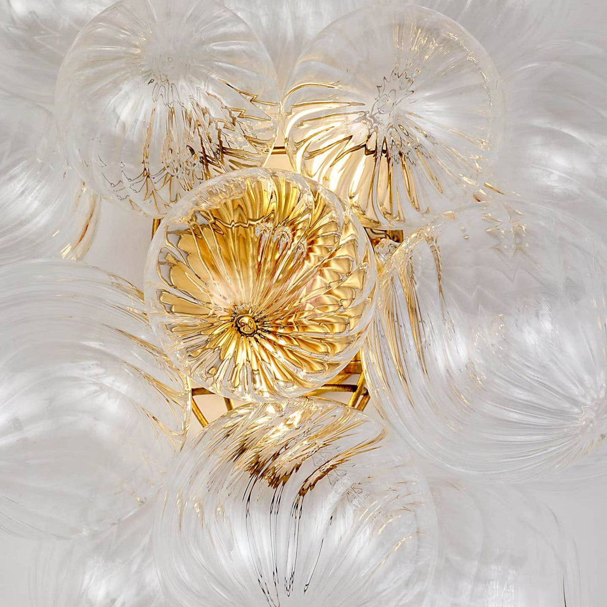 Julie Neill Talia Medium Sconce in Gild with Clear Swirled Glass W14.75" x H17" x E8.75"