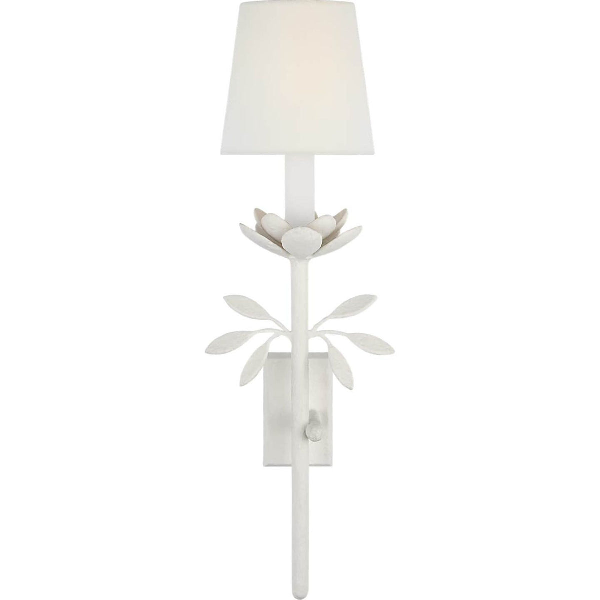 Julie Neill Clementine 22" Tail Sconce in Plaster White with Linen Shade W7.25" x H23.5" x E6.25"