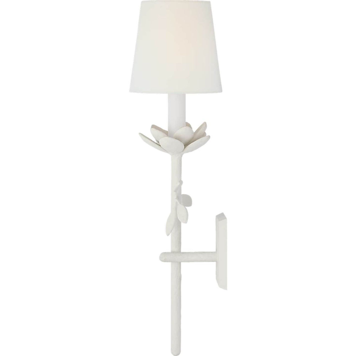 Julie Neill Clementine 22" Tail Sconce in Plaster White with Linen Shade W7.25" x H23.5" x E6.25"