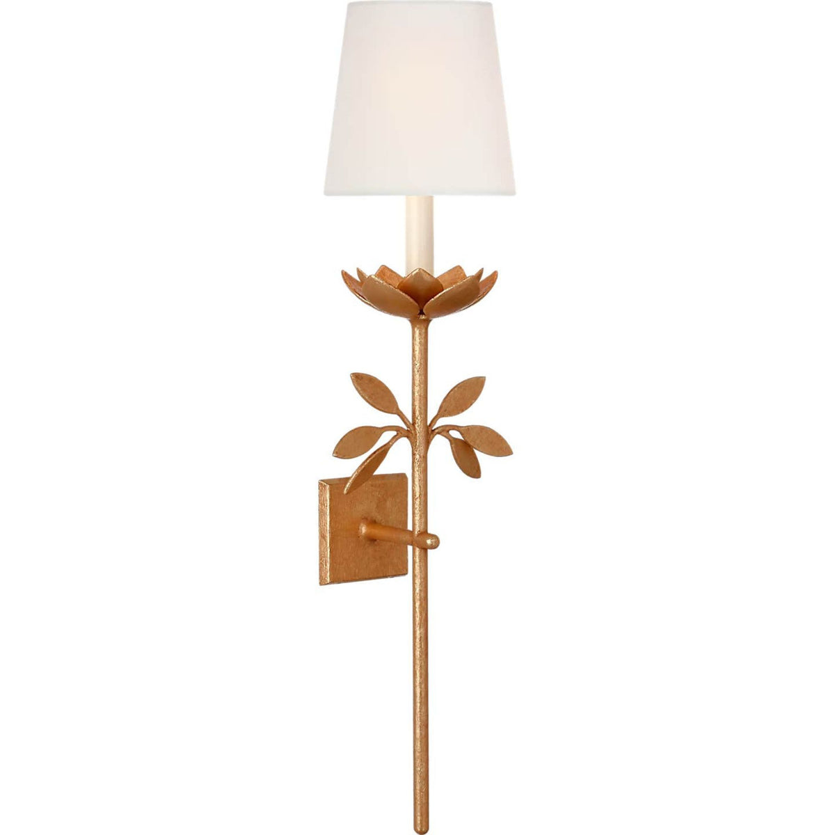 Julie Neill Clementine 34" Tail Sconce in Antique Gold Leaf with Linen Shade W9" x H34.75" x E8.25"