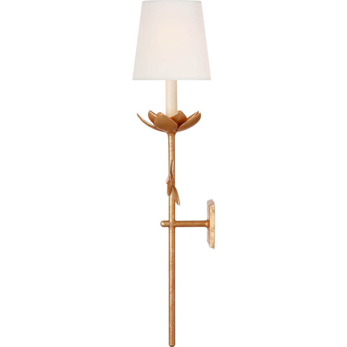 Julie Neill Clementine 34" Tail Sconce in Antique Gold Leaf with Linen Shade W9" x H34.75" x E8.25"