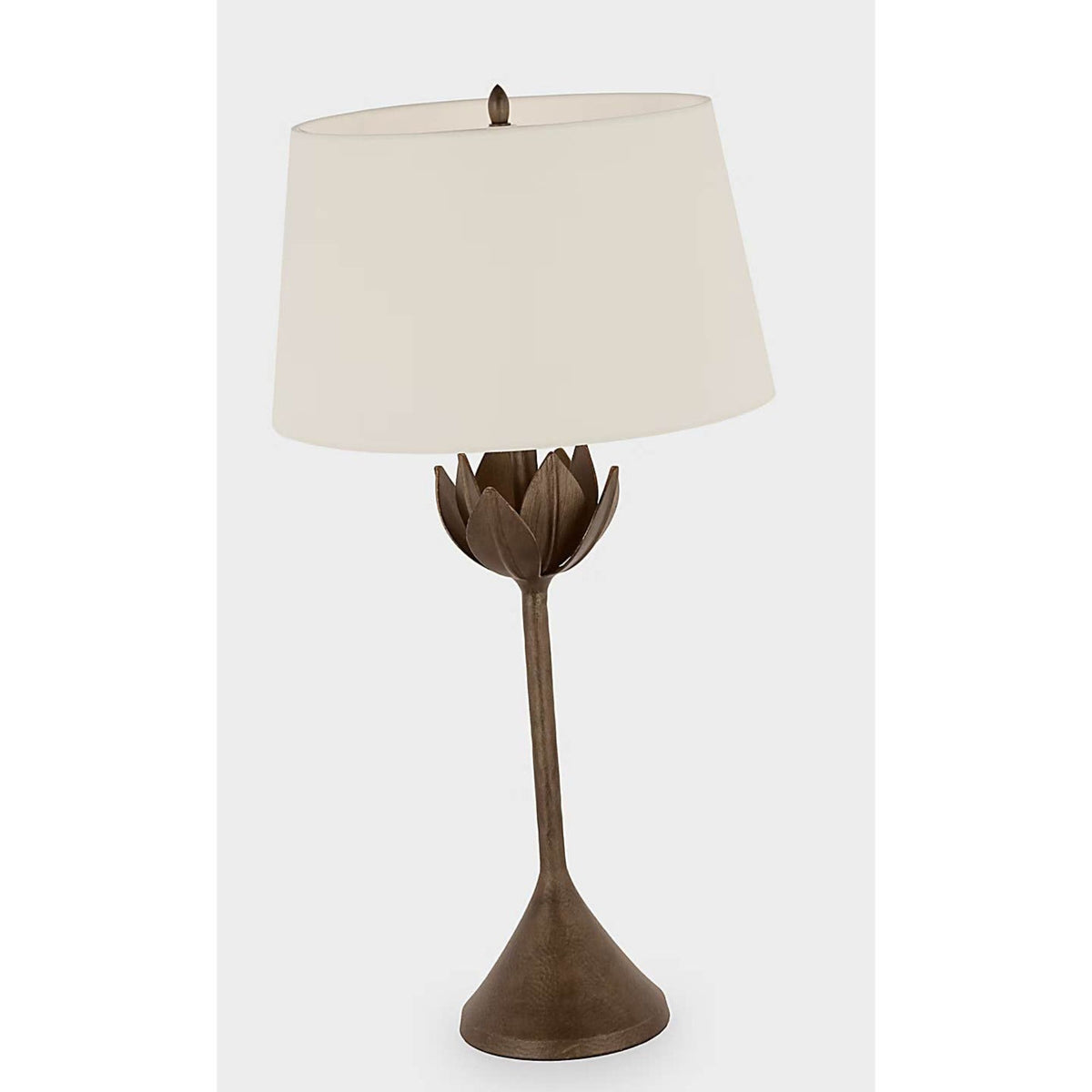 Julie Neill Alberto Large Table Lamp in Antique Bronze Leaf with Linen Shade W17" x H32.25"
