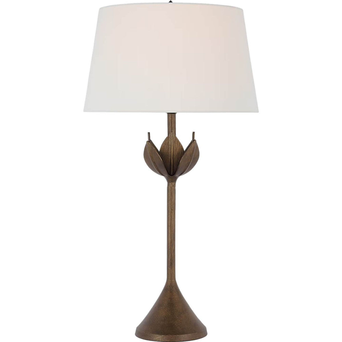 Julie Neill Alberto Large Table Lamp in Antique Bronze Leaf with Linen Shade W17" x H32.25"